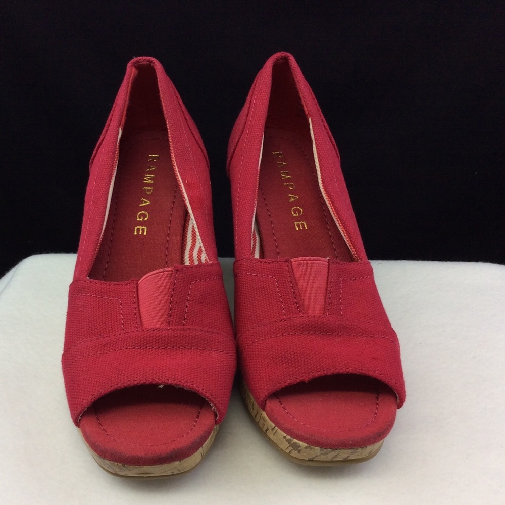Rampage Canvas Wedge Cork Red - Picture 2 of 6